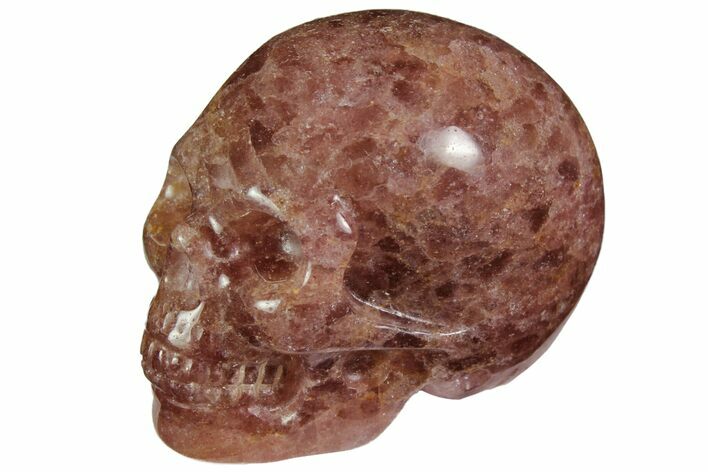 Carved, Strawberry Quartz Crystal Skull - Madagascar #116323
